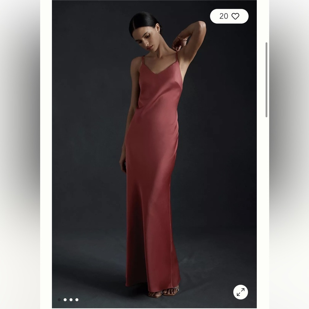 BHLDN CHARLIE SATIN CHARMEUSE DRESS Cinnamon Rose Size 6